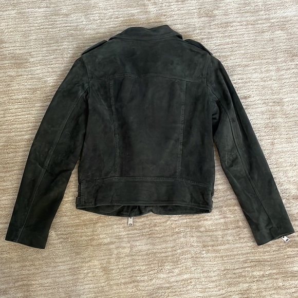 All Saints Edwards Biker Goat Suede Biker Jacket Navy/Gray Size US 2 - Picture 7 of 9